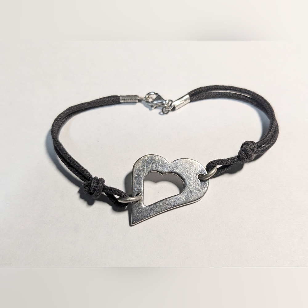 Furla 925 sterling silver Italy heart cord bracelet